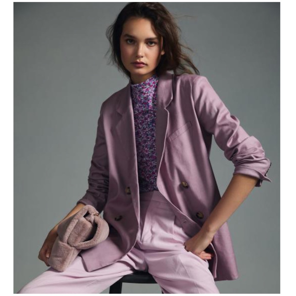 Anthropologie Purple Blazer Relaxed Fit Suit Jacket